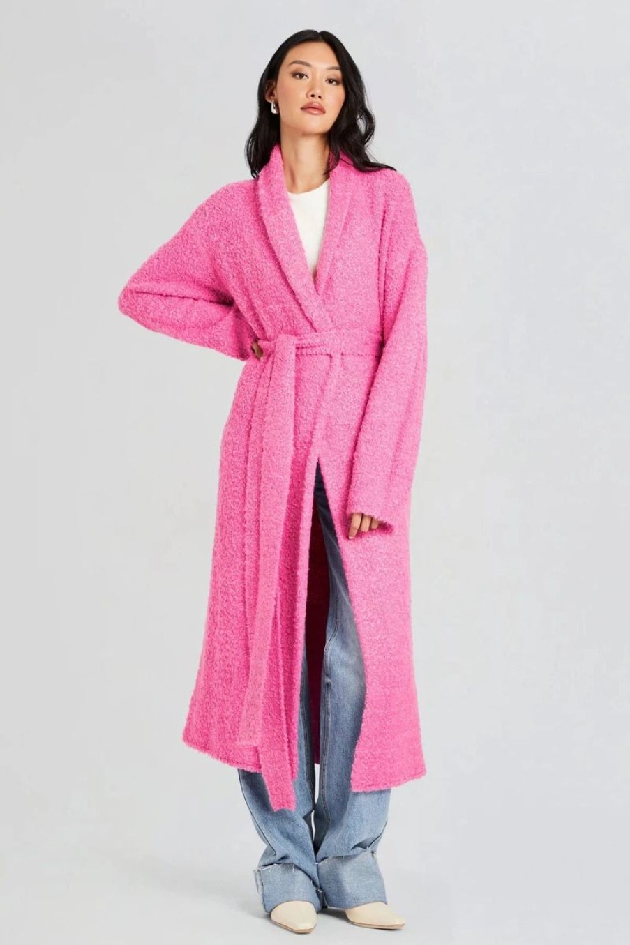 Women SEROYA Sweaters & Knits | Seroya Reed Cardigan In Malibu Pink