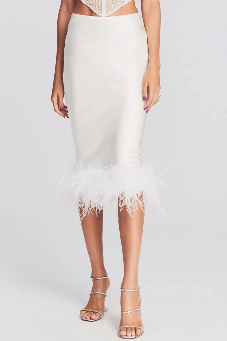 Women RETROFETE Skirts | Retrofete Paula Feather Skirt In White