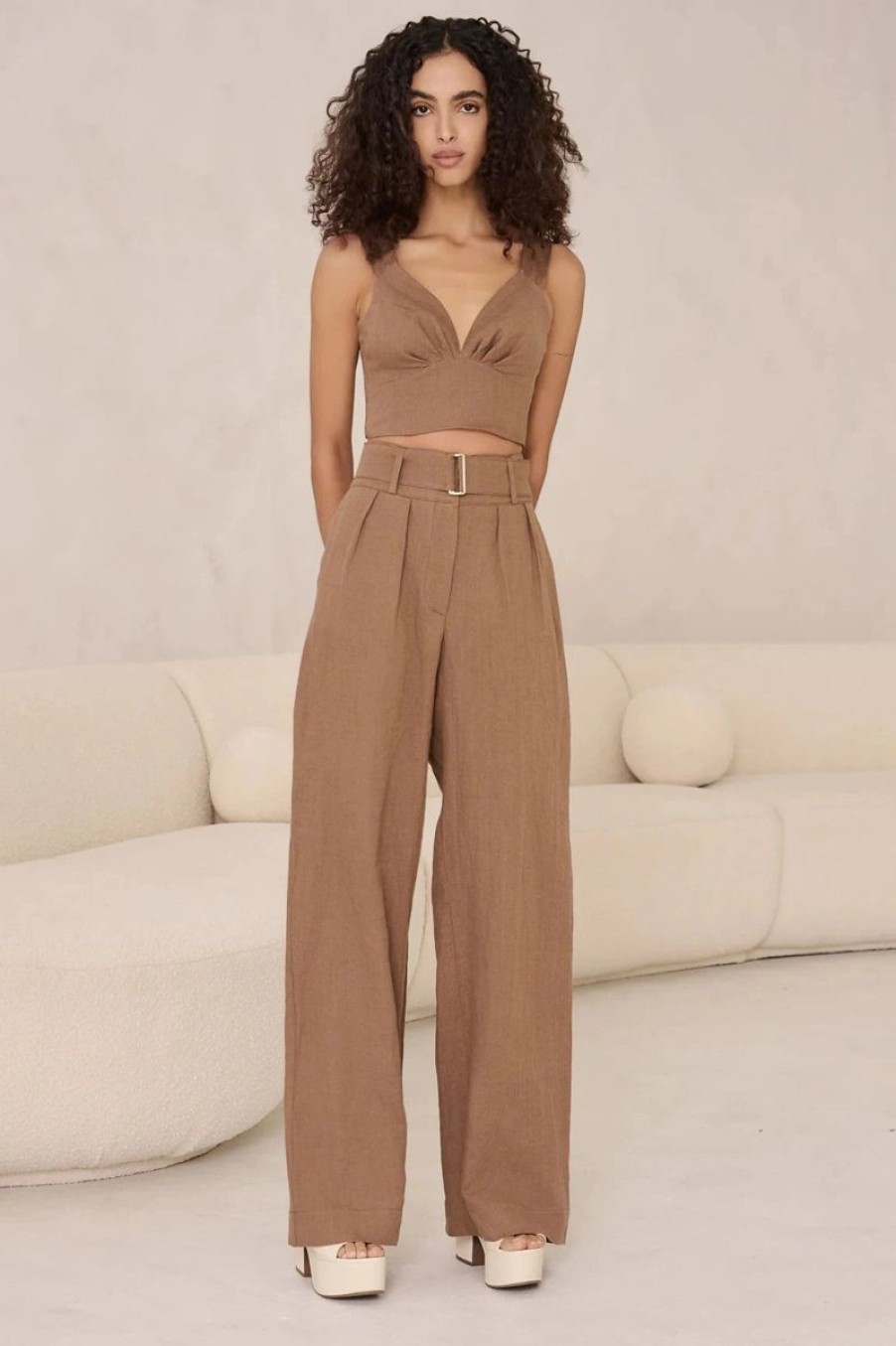 Women HEVRON Tops | Hevron Levy Crop Top In Pecan