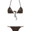 Women REINA OLGA Swimwear & Coverups | Reina Olga Splash Bikini Set In Brown Leather