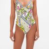 Women CAMILLA Swimwear & Coverups | Camilla Underwire One Piece With Button Detail In Amalfi Amore