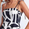 Women PATBO Tops | Patbo Printed Cotton Peplum Top In Black/White