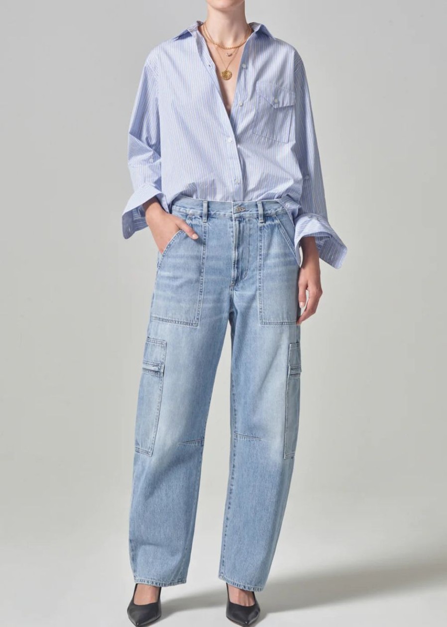 Women CITIZENS OF HUMANITY Denim | Citizens Of Humanity Marcelle Low Slung Cargo Jeans In Cloud Nine